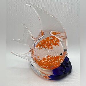 Art Glass Fish 5” Hand Blown Votive Candle Holder Paperweight Decor - EUC